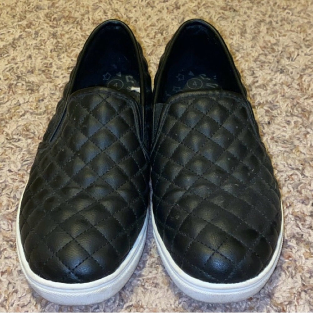 Quilted Black Slip-On Shoes